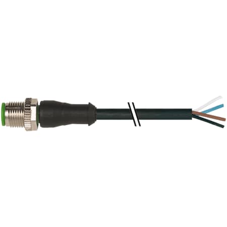 M12 Male 0° With Cable, PUR 4x0.34 Bk UL/CSA 1m